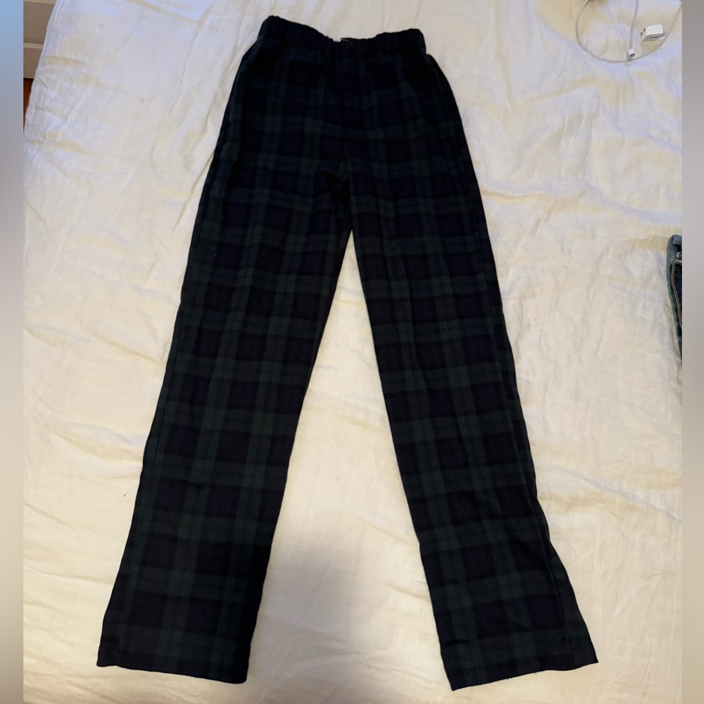 Brandy Melville Black and Green Trousers Classic Straight-Leg
